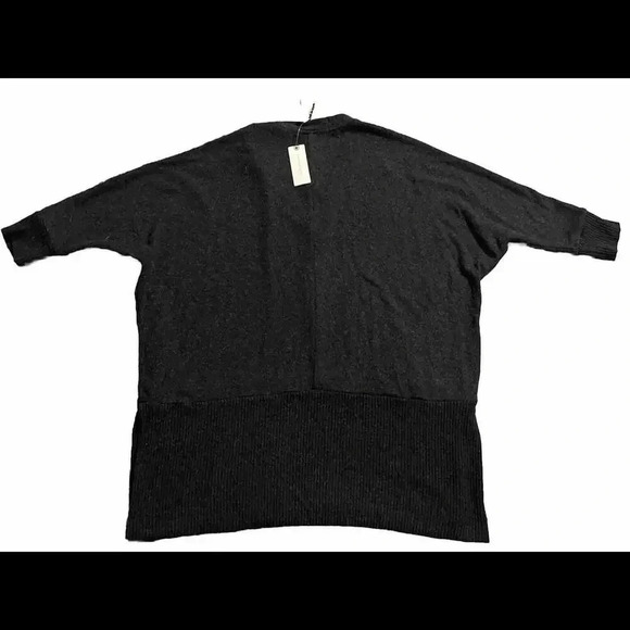 Anthropologie Amadi V Neck Oversized 1/2 Sleeve Preppy Classic Boho Grey Top Nwt - Picture 2 of 8